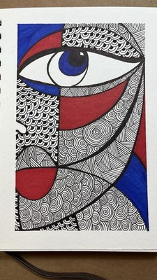Drawing Acrylic And Black Pen- FACE