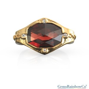 Authentic Narya Ring, Solid Gold ring set with a stunning Natural 14x10 Faceted Red Garnet