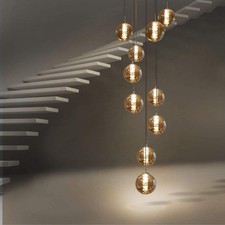 Image of Amice 10 Bulb Chandelier Pendant Light Amber Glass