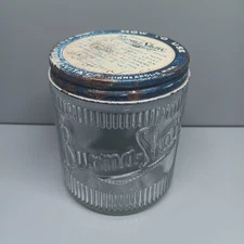 Vintage Burma Brushless Shave Cream Glass Embossed Jar Bottle W/Lid Made in USA 