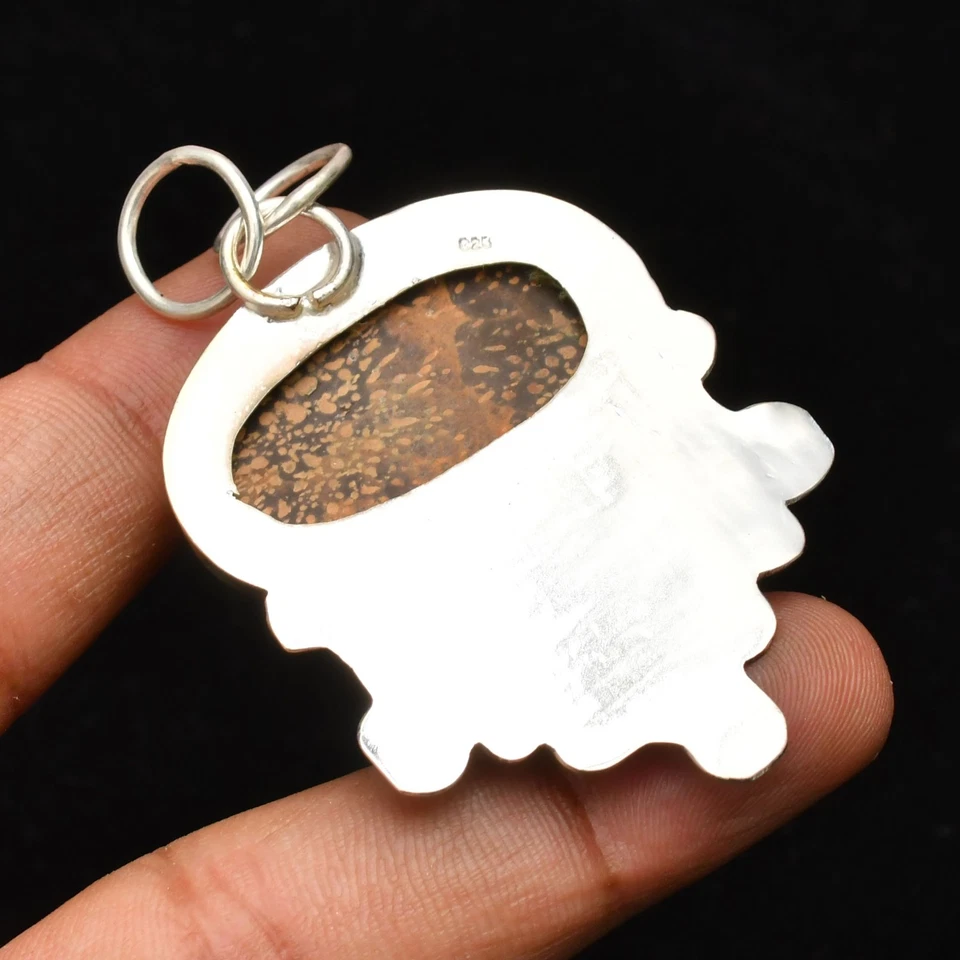 Colgante de joyería de plata de ley 925 hecho a mano con piedras preciosas de bronce de 2,59" Foto 4 de 4