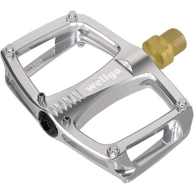 Wellgo Pedals, Lightweight Titanium Shaft, With Pins, Polished Silver, 188G, Fo_