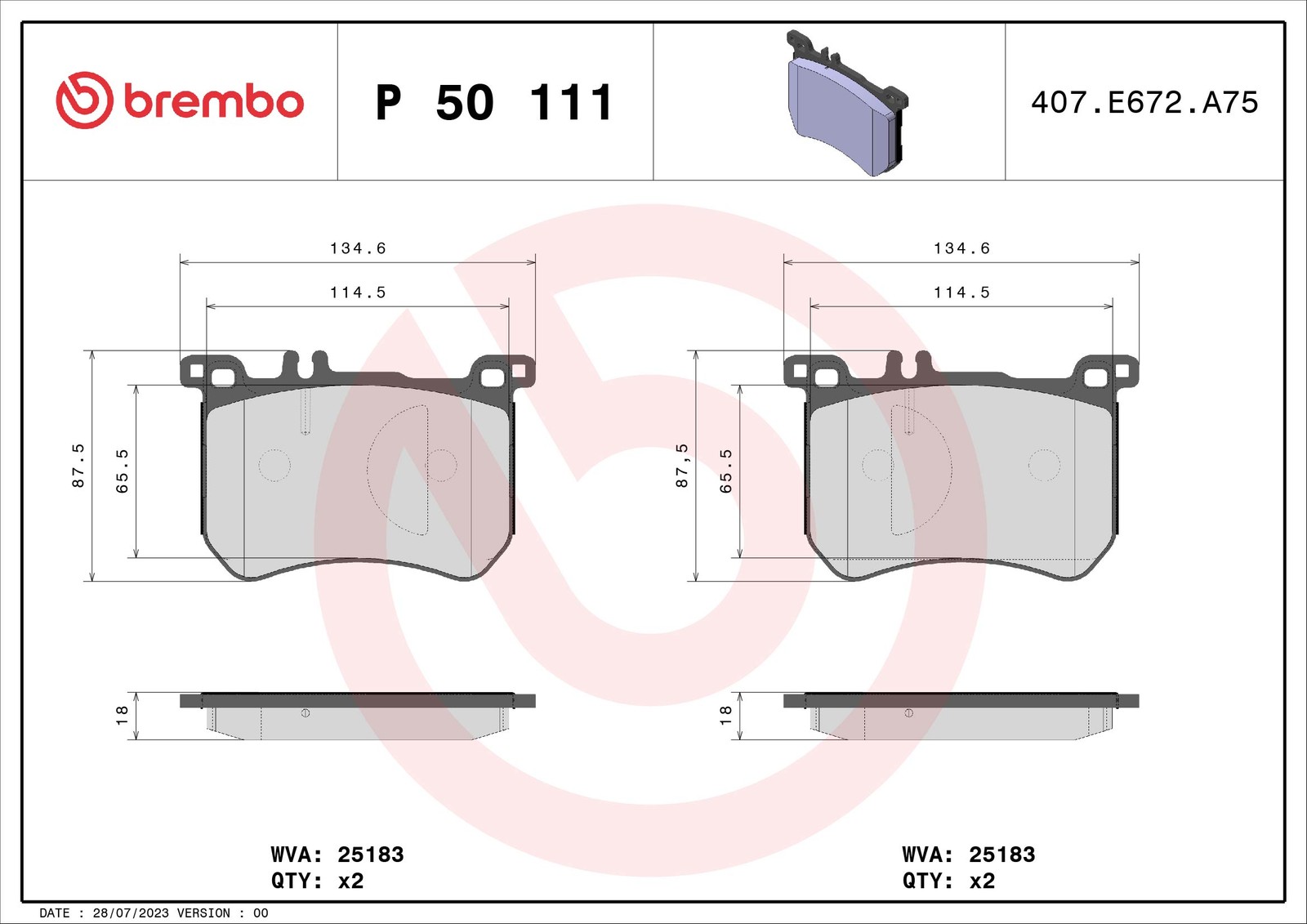 BREMBO P 50 111 Bremsbeläge Vorne für Mercedes S SL - Bild 9