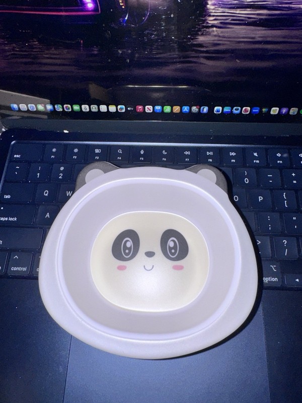 Baby Feeding Bowl Panda Face Animal Design, White/Gray/Yellow