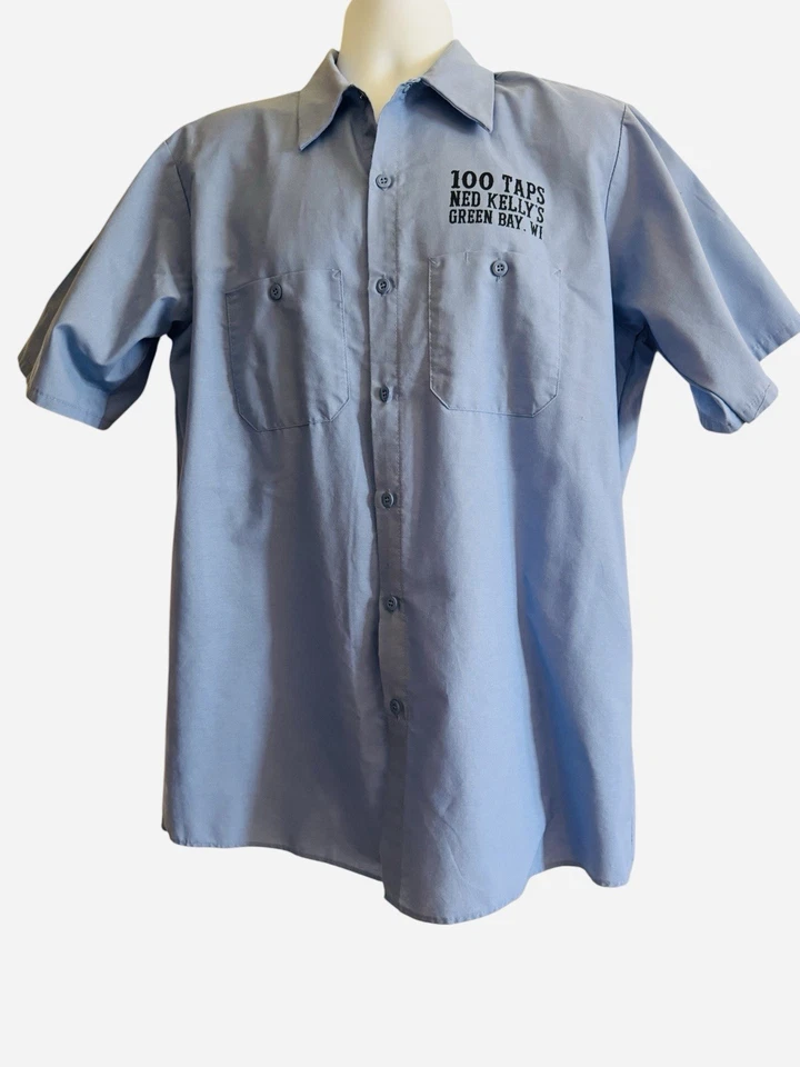 Ned Kelly's Pub Beer 100 Taps Green Bay, WI Men's Shirt Button Up Size Large - image 4 of 4