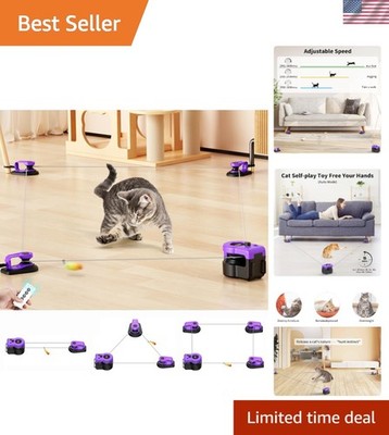 Auto/Manual Control DIY Interactive Cat Toy - Elegant Purple Feather Treadmill