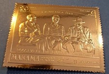 Gold Stamp Timbre Or MNH** De Gaulle Churchill Roosevelt Casablanca
