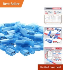 Listed Blue Female Spade Connector 16-14 AWG, 100 Pcs Nylon Electrical Crimps...