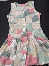 Drop Waist Pink Green Dress Womens M/L Medium Large Floral Floral Sundress Party