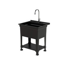 30 In. W X 24 In. D X 35 In. H Freestanding Laundry/Utility Sink In Black With