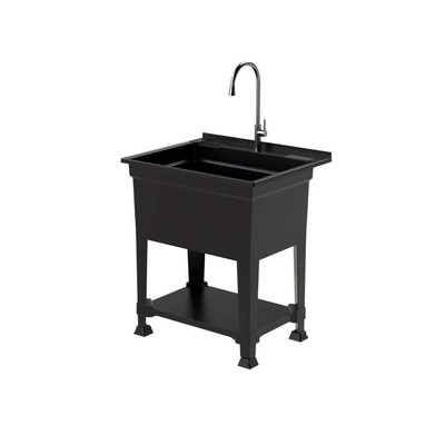 #ad #ad 30 In. W X 24 In. D X 35 In. H Freestanding Laundry Utility Sink In Black With $257.90