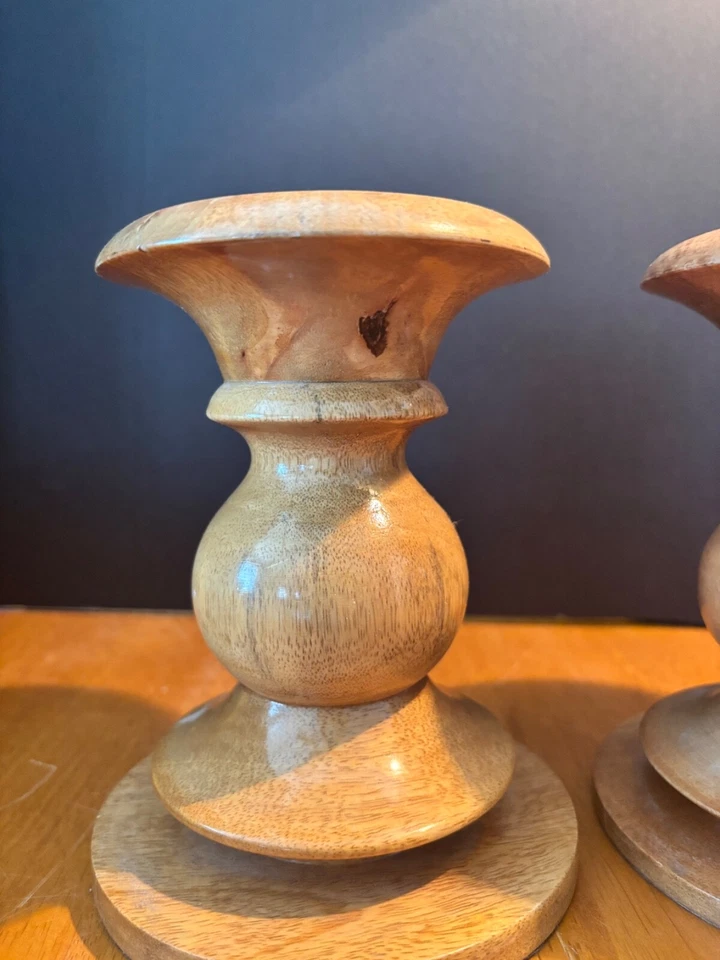 2 деревянных поворотных подсвечника Pottery Barn 6 дюймов - Изображение 4 из 4