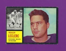 1962 Topps football card #19 Roger Leclerc Chicago Bears EX+