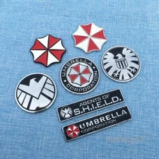 Metal Car Rear Trunk Badge Emblem 3D Umbrella Shield Decal Side Body Sticker