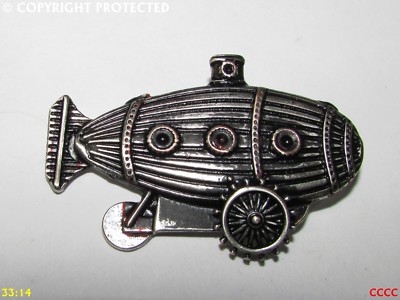 Steampunk Pin Anstecker Brosche geschwärzt Silber Luftschiff Zeppelin Luftschiff U-Boot