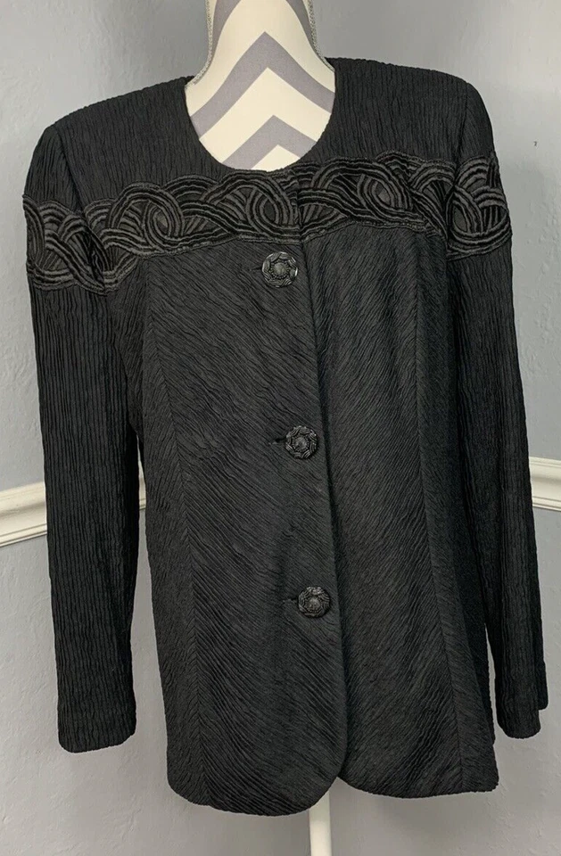 Chaqueta Blazer Vestido Formal Negra 16 De Colección Leslie Fay Para Mujer Foto 3 de 4