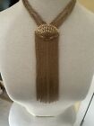 Vintage Monet 70s sculptural gold strand necklace