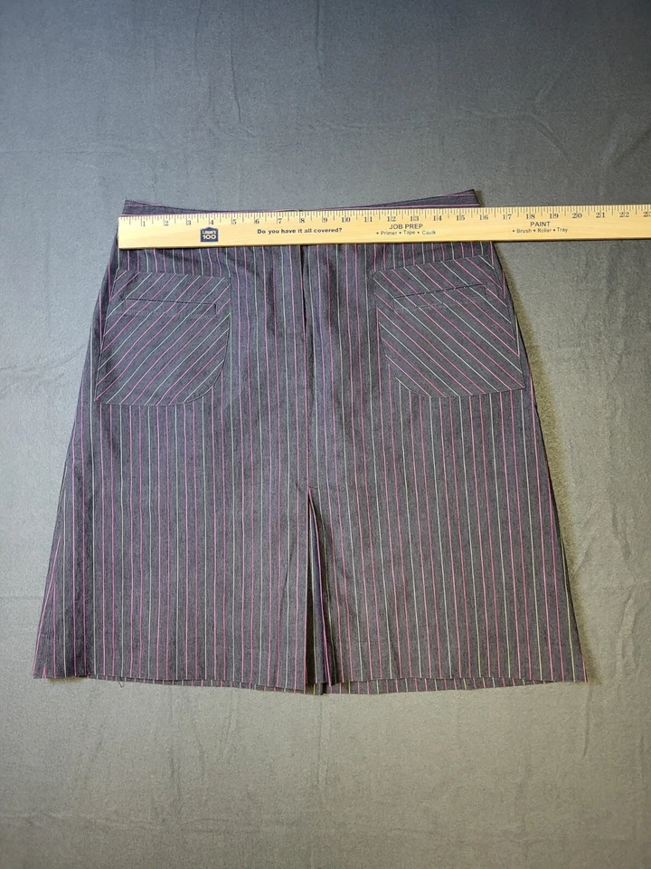 Falda Lápiz Lilly Pulitzer Gris Rosa, Rayas Verdes Talla 10 Bolsillos Frontales Abertura Foto 4 de 4