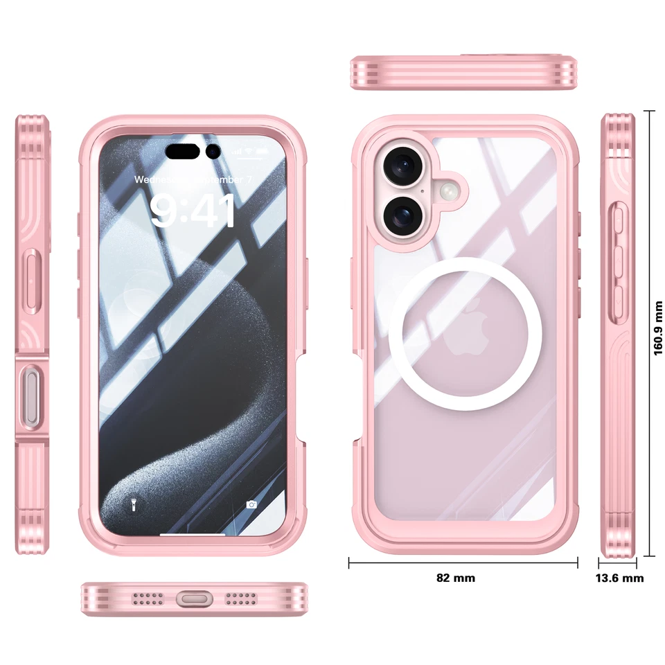 Fr iPhone 17 Pro Max Air 16E 15 16 Shockproof Full Body Magnetic Clear Back Case - Image 3 of 4