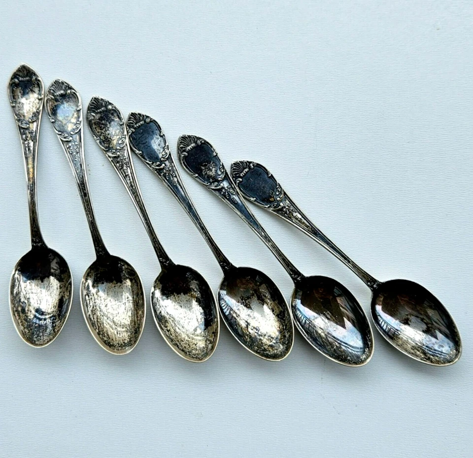 Juego de cucharas de café/té vintage de plata de ley 800 66 grm Foto 2 de 4