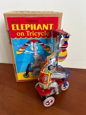 SCHYLLING HAND MADE WIND-UP TIN TOY ELEPHANT On TRICYCLE JUMBO Like DISNEY DUMBO