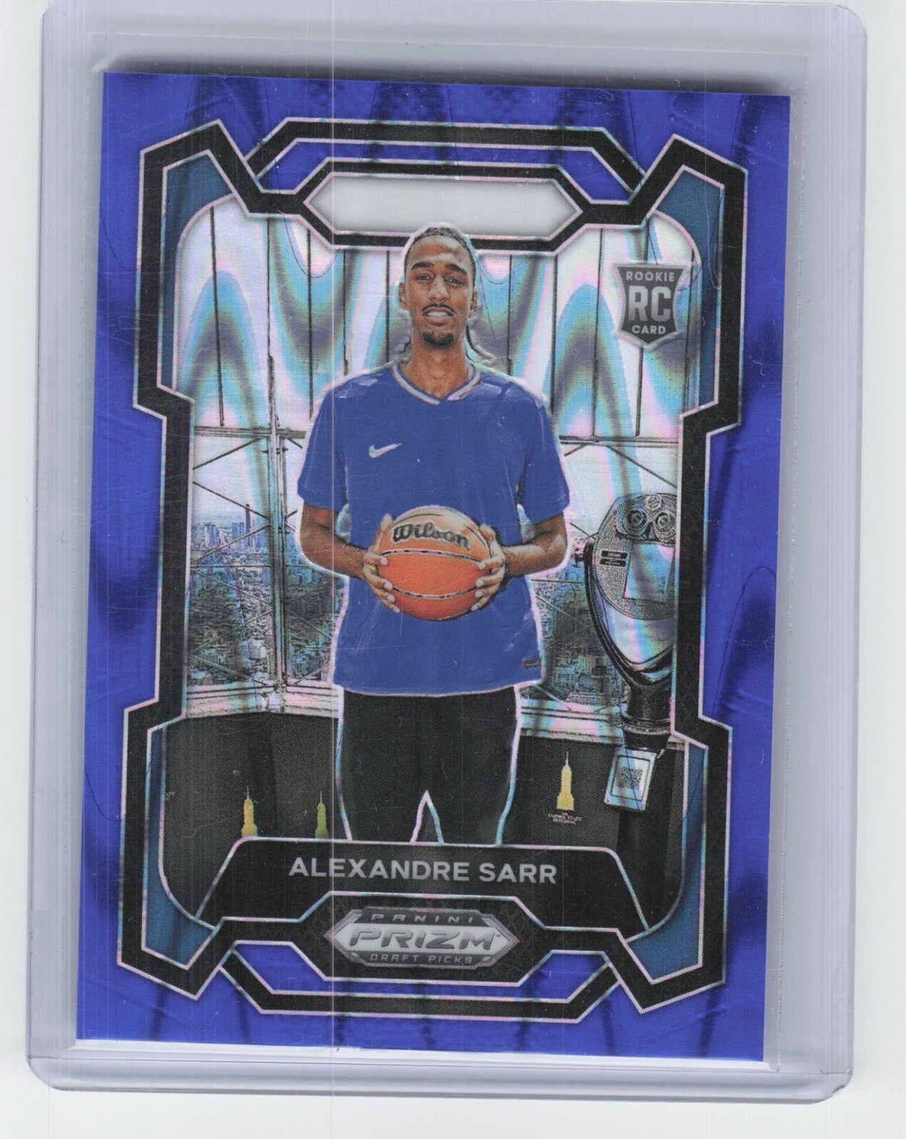 2024 Panini Prizm Draft Picks Alexandre Sarr #52 Rookie Blue Seismic Prizm /149