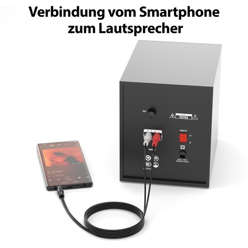 5m Cinch zu 3,5mm Klinke AUX Audio-Kabel | 2x Cinch RCA Stecker auf Klinke - Bild 4 von 7