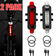 2 Set USB Rechargeable LED Bicycle Headlight Bike Front Rear Lamp Cycling Light