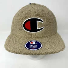 NWT Champion Fleece BIG C LOGO Script Strapback Hat Streetwear Sherpa Spellout