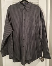 Arrow Blue Striped Button Down Up Dress Shirt Long Sleeve Men  s Sz 16-16-1/2 XXL