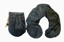 AIR COMFY DAYDREAMER BLUE PLUSH TRAVEL SELF INFLATABLE NECK PILLOW WITH CASE