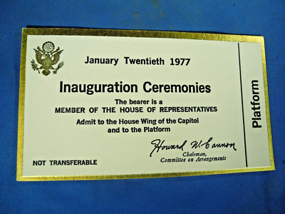 U.S. President Inauguration-Jimmy Carter January 20-Platform/House of Rep. RARE!
