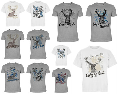 Trachten Motiv T-Shirt - Bayrische Sprüche - Hirsch - Volksfest Shirt Mundart