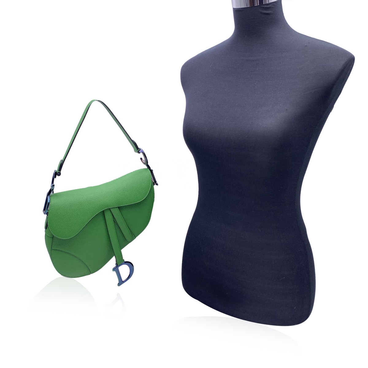 Authentic Christian Dior Green Leather Saddle Shoulder Bag Authentic Christian Dior Green Leather Saddle Shoulder Bag