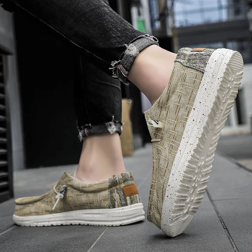 Mocassini uomo slip-on in tela sneakers casual scarpe da barca leggere passeggio - Foto 10 di 25