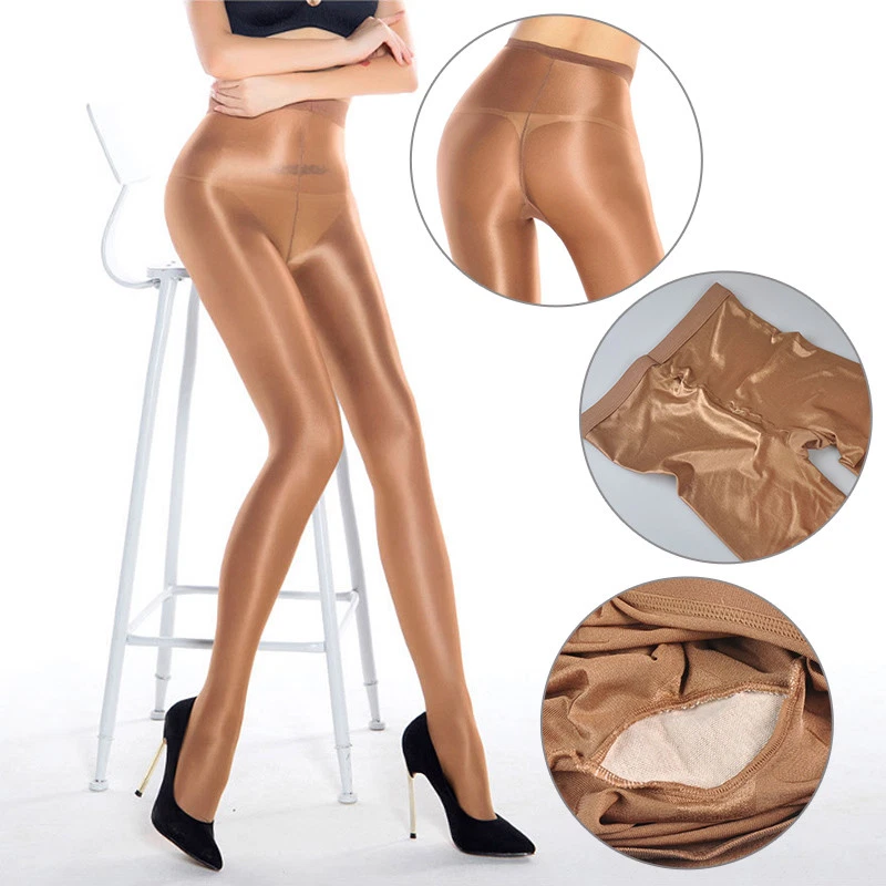 Women Pantyhose Shiny Glossy Body Shaped Stocking High Waist Tights Plus  Size