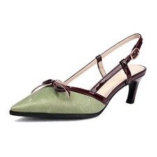 Women's Pointed Toe Bow Pumps Kitten Heel Sandals Slingback Backless Dress Shoes