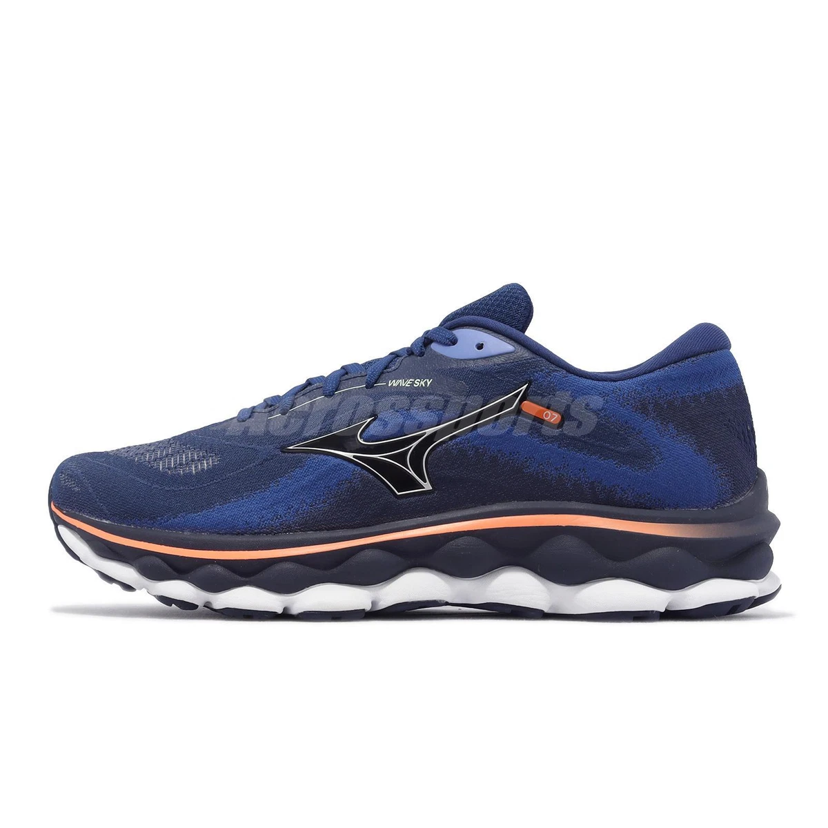 Mizuno Wave Sky 7 Navy White Orange Men Runner Road Running Shoes J1GC2302 04