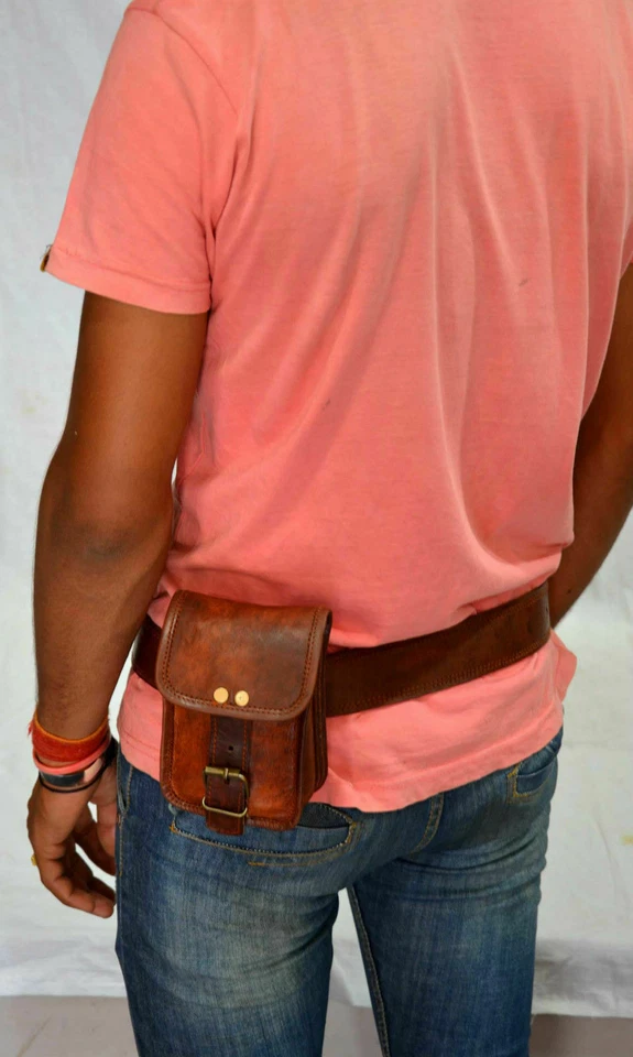 Vintage Véritable Cuir Hunters Choix Taille Pochette avec Ceinture Chèvre Hide - Photo 4/4