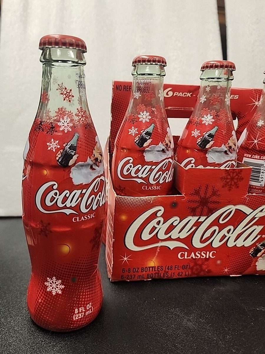 Vintage 1993 Coca-Cola 8oz Bottles 6-pack Christmas Edition Full