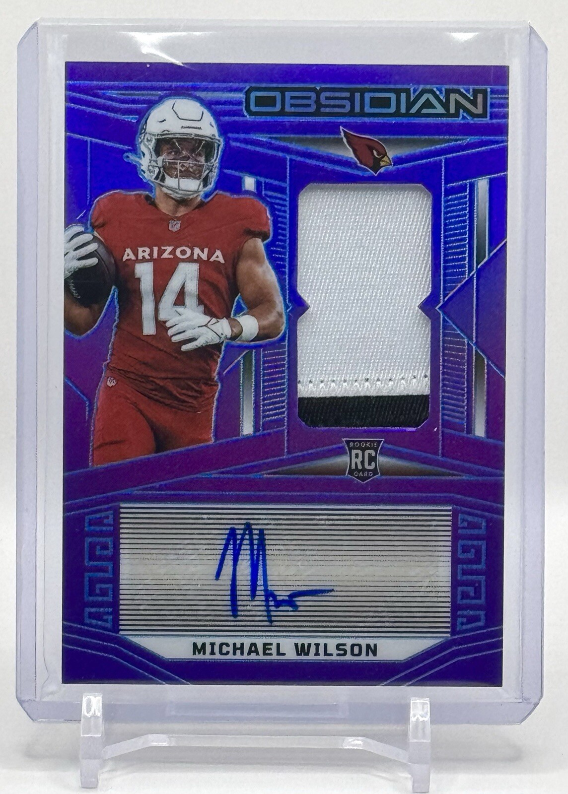 2023 Obsidian #242 Michael Wilson  Rookie Patch Auto Purple Flood /30 FOTL RPA