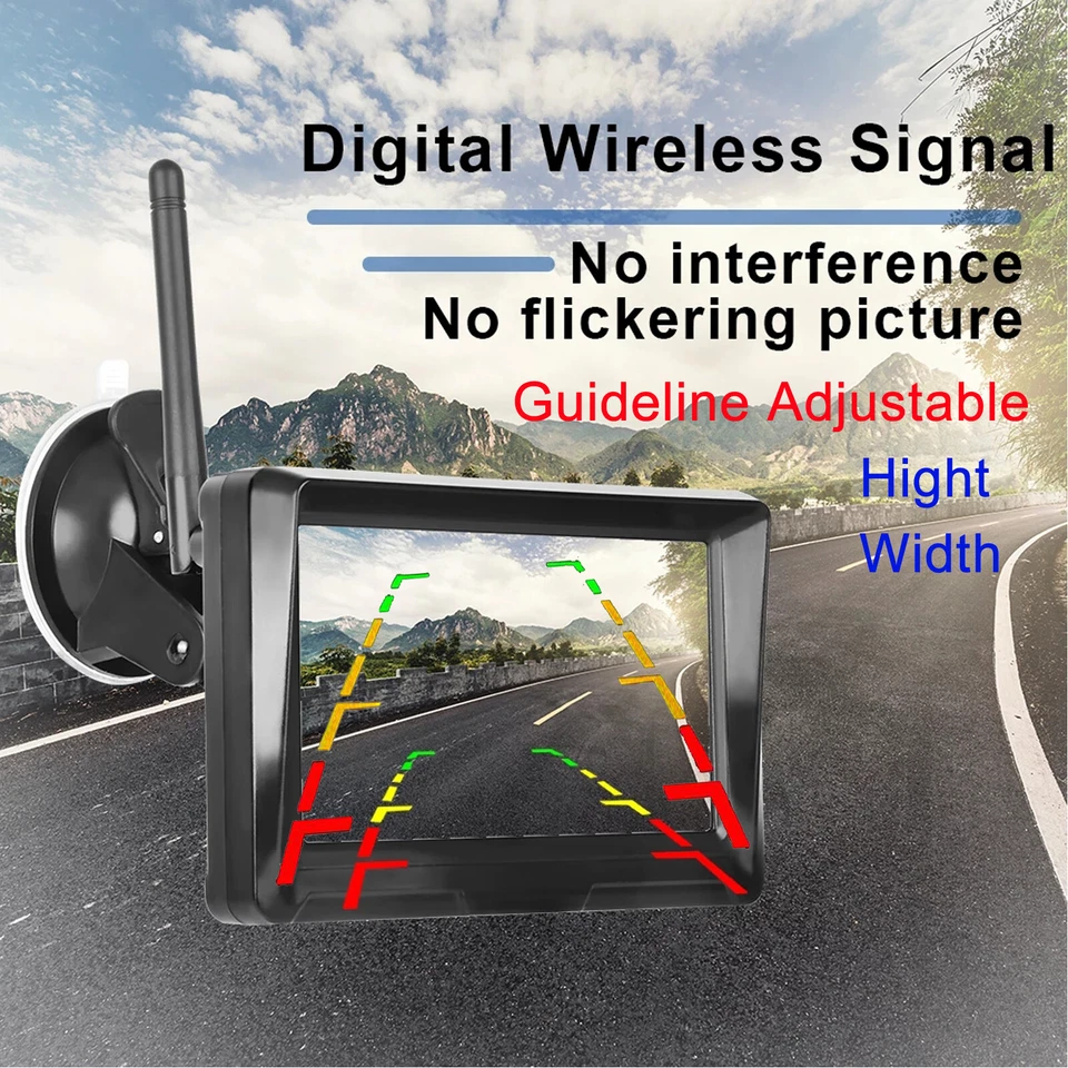 2CH Wireless 5" Monitor Portable Magnetic Backup Camera For RV Trailer Truck BUS - Image 4 of 4