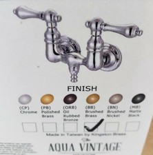 Kingston Wall Mount Tub Handles Aqua Vintage Brushed Brass Porcelain Lever