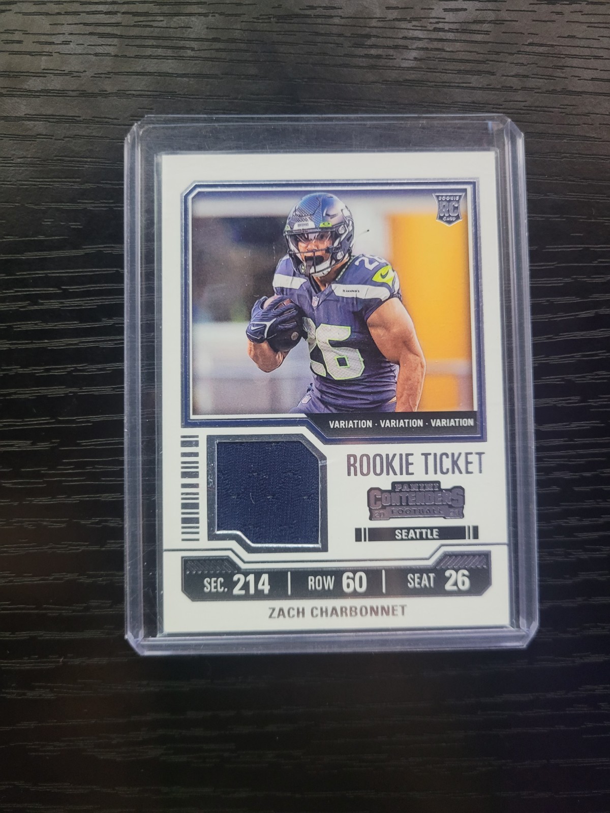 2023 Panini Contenders #TS38V Zach Charbonnet Rookie Ticket Swatches Patch