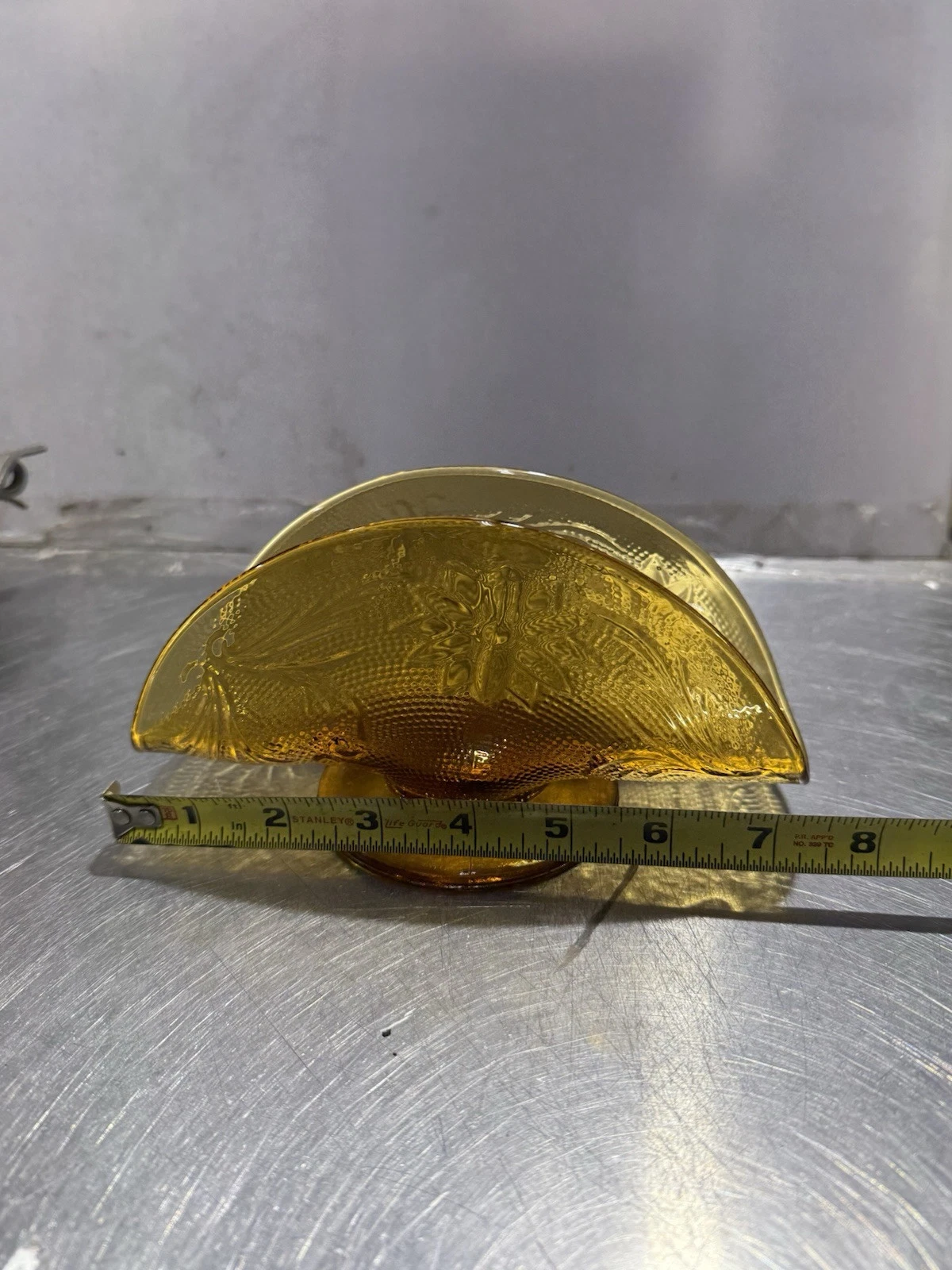 Vintage Indiana Tiara Pressed Sandwich Glass Amber Napkin Holder Letter Holder