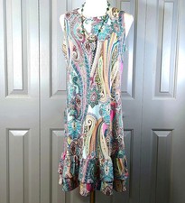 TOMMY HILFIGER Sz 8 Ruffled Tiered Hem Paisley Jersey Shift Dress NWT 99