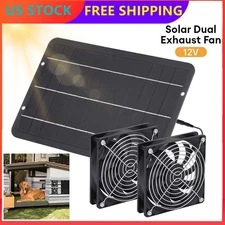 Solar Powered Dual Exhaust Fan Solar Panel Fan 12V For Greenhouse Shed Attic