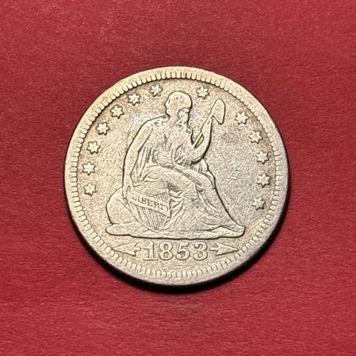 (1) Beautiful Antique 1853-P Seated Liberty Quarter CHOICE F-FINE ARR & RAYS
