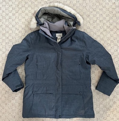 LL Bean Baxter State Parka Womens M Reg Faux Fur Hood Coat Down Jacket MSRP $350