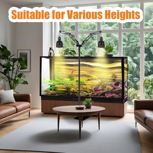 Dual Reptile Lamp Stand Reptile Light Stand with Two Flexible Brackets, Height - Picture 2 of 7
